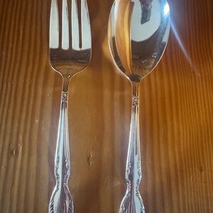 Wm Rogers Extra Plate Elegant Silver large Fork and Spoon serving Set